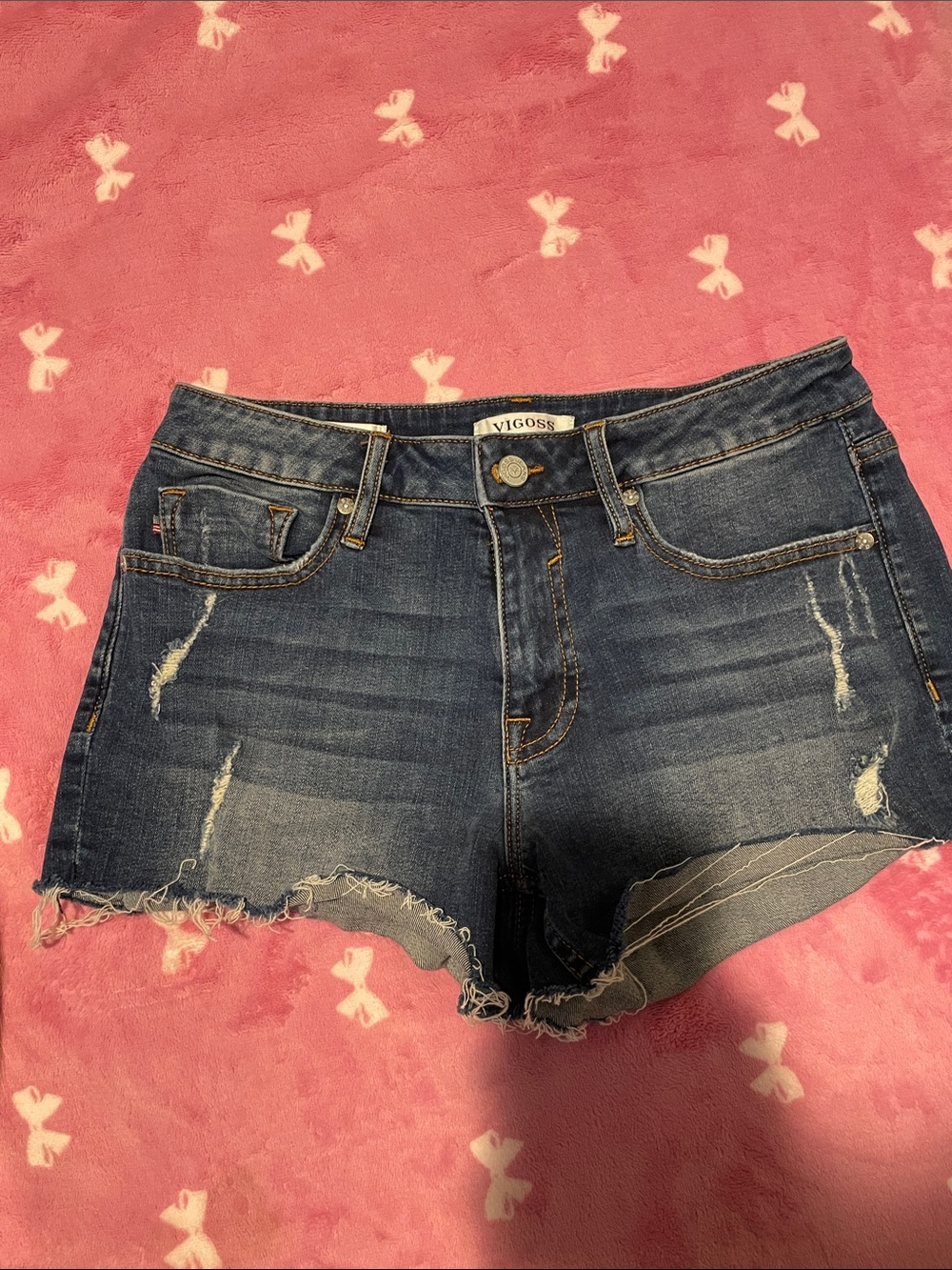 Vigoss Women's Medium Blue Distressed Denim Cutoff Shorts